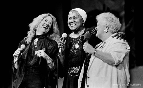 Holly Near with Odetta and Ronnie Gilbert 1992 RMF Photo by J.A.Rubino